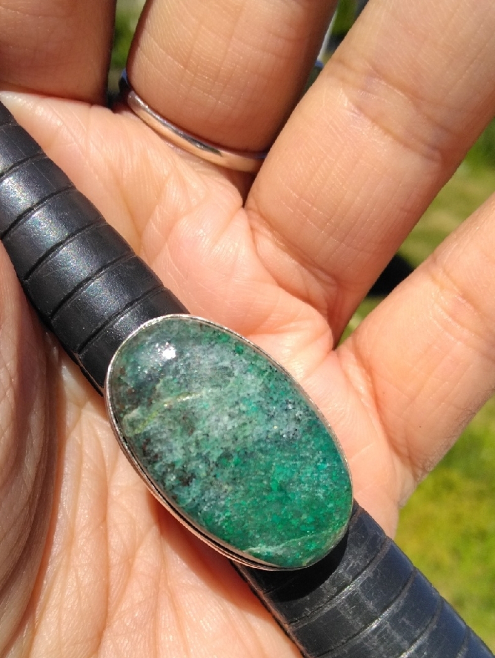 Amazing Chrysocolla Silver Plated Gemstone Ring - Picture 3 of 4